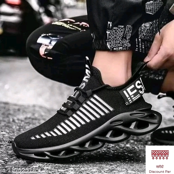 Black Printed Shoes For Men  - Black, 10