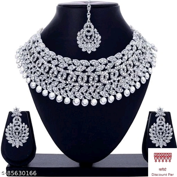 Rhodium Plated White Jewellery Set 