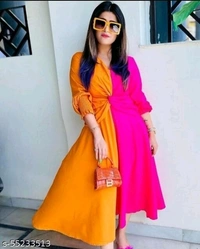 Full Length Two Colour Dress - M