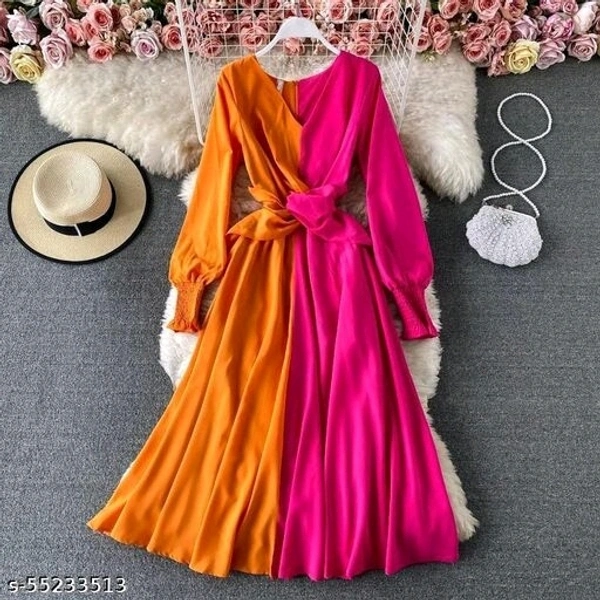 Full Length Two Colour Dress - M
