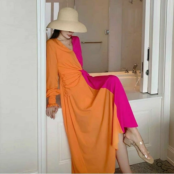 Full Length Two Colour Dress - XL