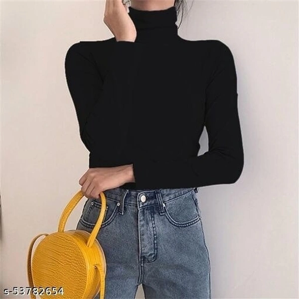 Turtle Neck Knitted Top - White, XL