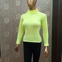 Turtle Neck Knitted Top - Turquoise, S