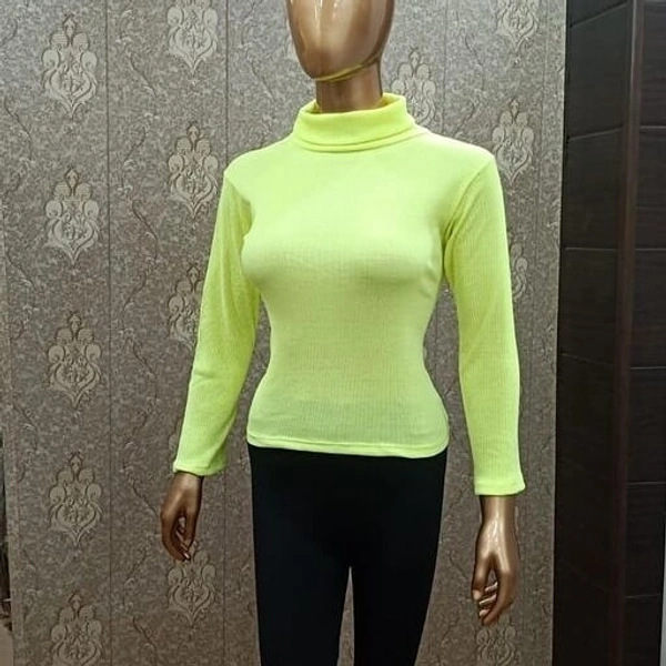 Turtle Neck Knitted Top - Turquoise, S