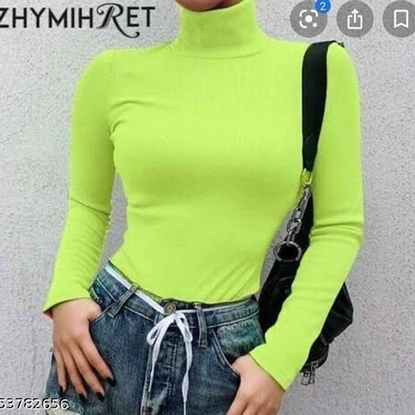 Turtle Neck Knitted Top - Turquoise, S