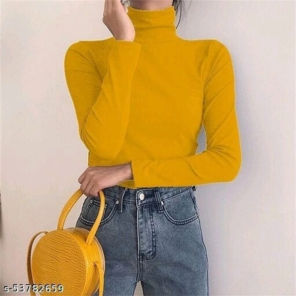Turtle Neck Knitted Top - Turquoise, S