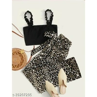 Cami/Crop Top With Animal Print Pajama - XL, Cami Top Set