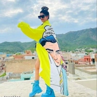 Classic Neon Dress With Neon Shorts - M