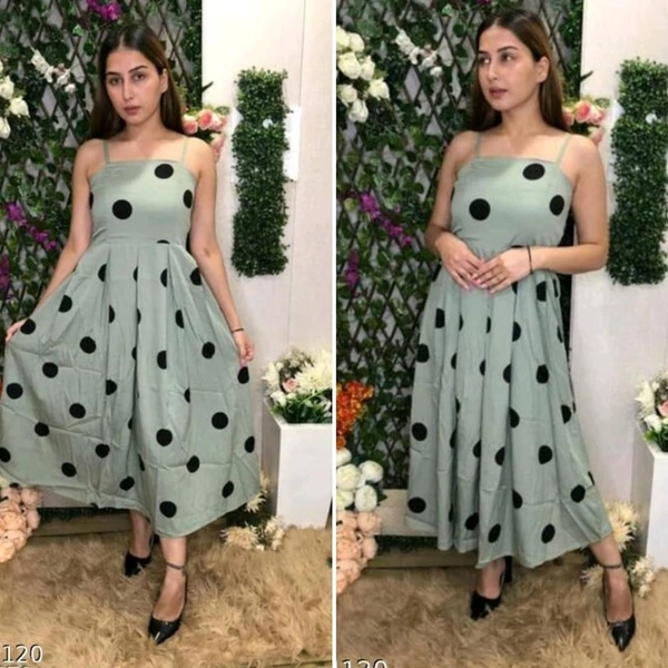 Polka Dot Dress With Straps - Green, M
