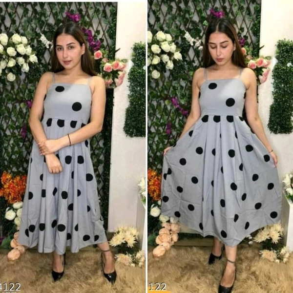 Polka Dot Dress With Straps - Green, M