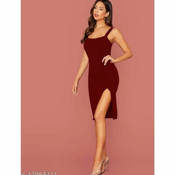 Shein Slit Dress - Maroon, M
