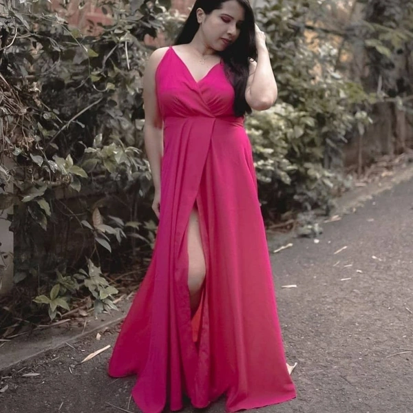Fancy Slit Dress - Maroon, XL