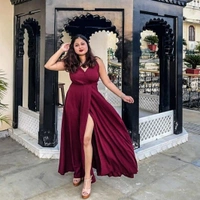 Fancy Slit Dress - Pink, L