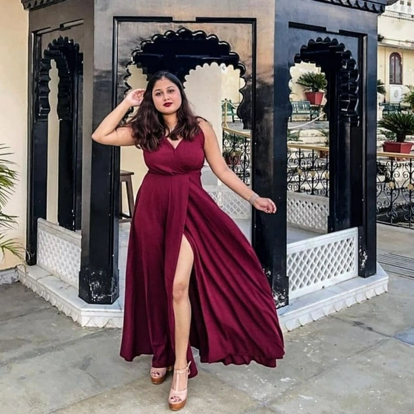 Fancy Slit Dress - Pink, L