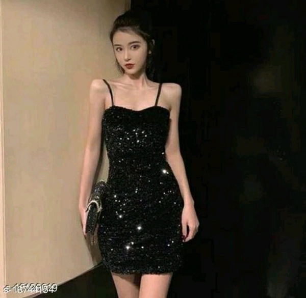 Strap Party Wear Velvet Dress - XL