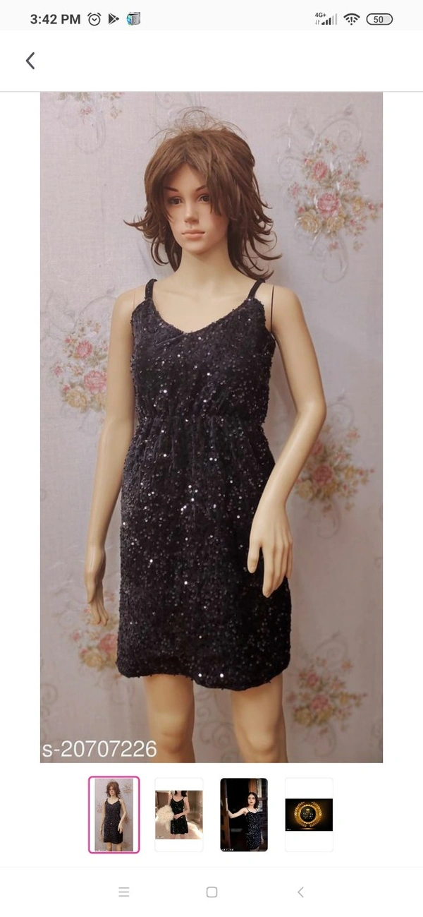 Strap Party Wear Velvet Dress - XL