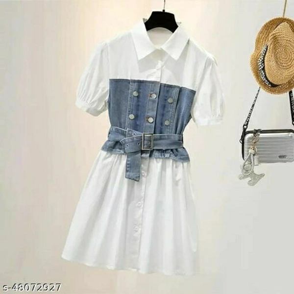 Denim Midi With Detachable Belt (Size Upto L) - Free size