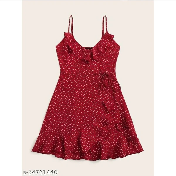 Heart Print Ruffled Midi Dress - S