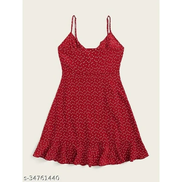 Heart Print Ruffled Midi Dress - S