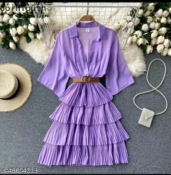 Cascading Ruffle Belt Layered Midi - Purple, Free Size