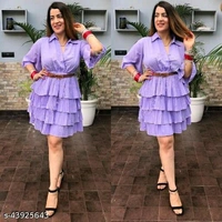 Cascading Ruffle Belt Layered Midi - Purple, Free Size