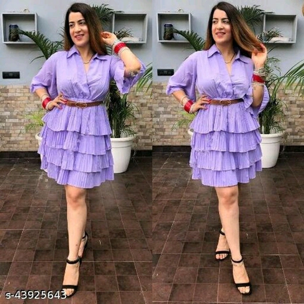 Cascading Ruffle Belt Layered Midi - Purple, Free Size