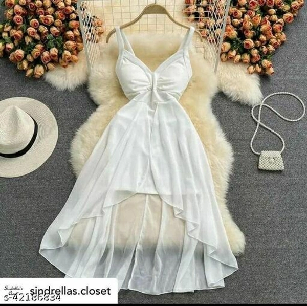 Net Dress With Cups - White, Free Size