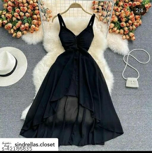 Net Dress With Cups - Black, Free Size