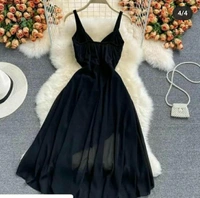 Net Dress With Cups - Black, Free Size