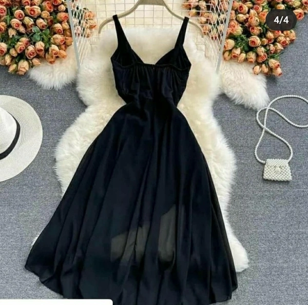 Net Dress With Cups - Black, Free Size