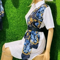 Women Shirt Type Dress - White, L