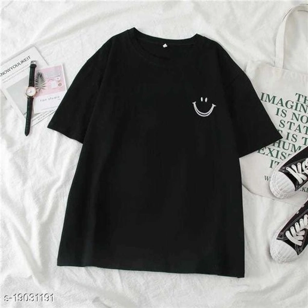 Smiley Black Oversized Tee - M