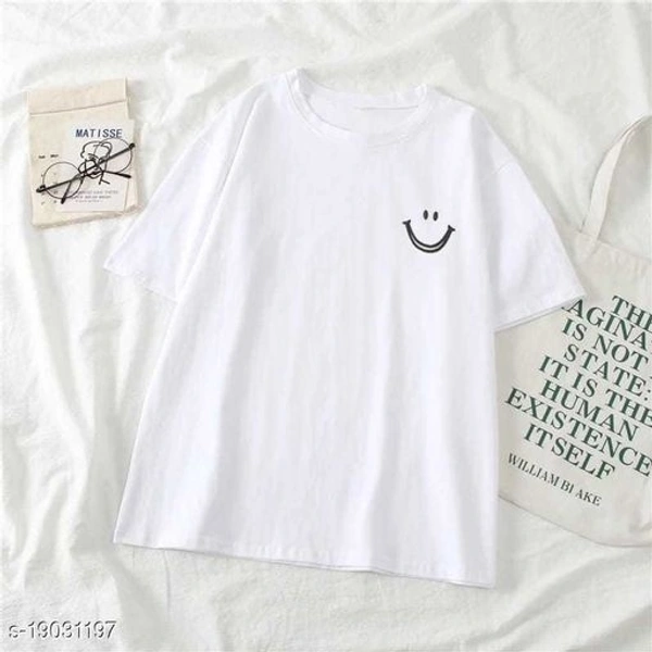 Smiley White Oversized Tee - L