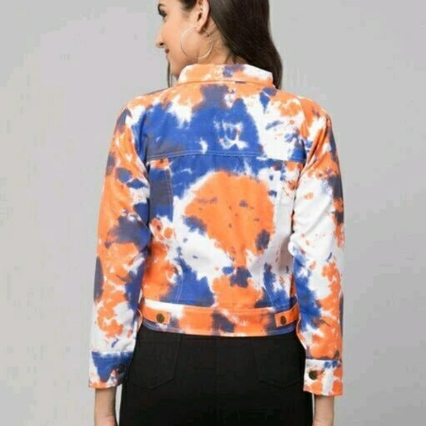 Tie Die Jacket - Dark Blue-Orange, L