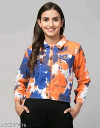 Tie Die Jacket - Dark Blue-Orange, L
