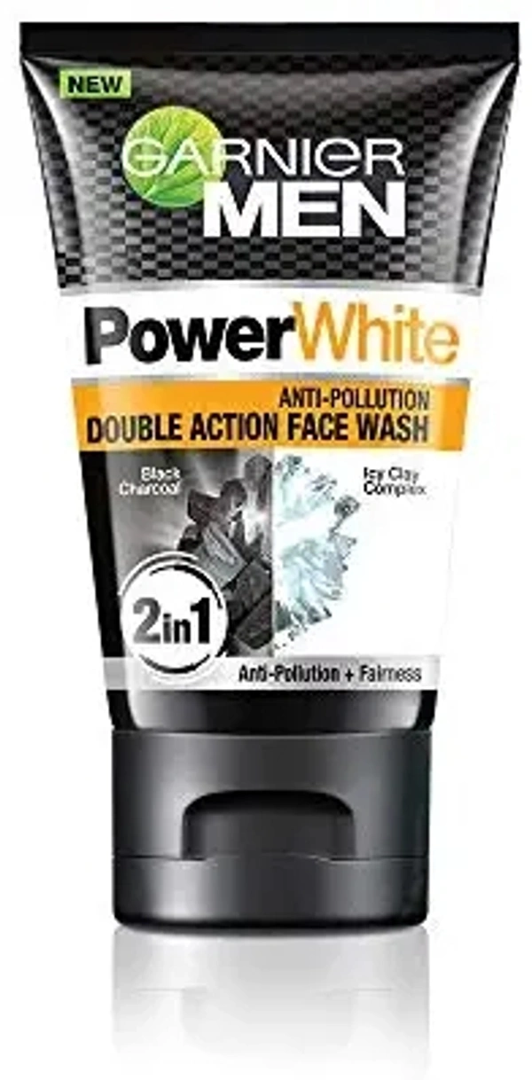 Garnier Men Power White Anti-Pollution Double Action Facewash - 100 ml, 2-3 days on orders over ₹499 shipped by Selection House
