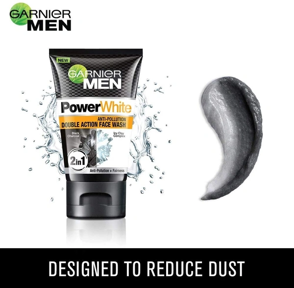Garnier Men Power White Anti-Pollution Double Action Facewash - 100 ml, 2-3 days on orders over ₹499 shipped by Selection House