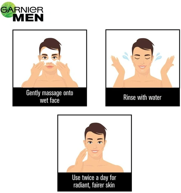 Garnier Men Power White Anti-Pollution Double Action Facewash - 100 ml, 2-3 days on orders over ₹499 shipped by Selection House