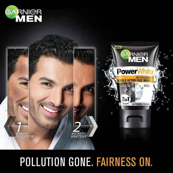 Garnier Men Power White Anti-Pollution Double Action Facewash - 100 ml, 2-3 days on orders over ₹499 shipped by Selection House