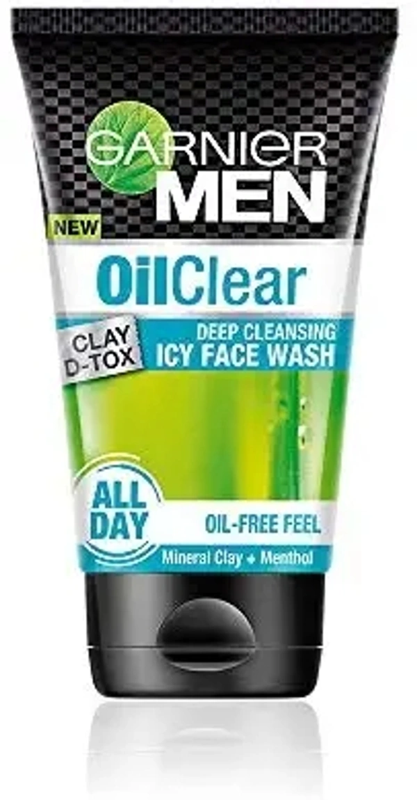 Garnier Men Oil Clear Clay D-Tox Deep Cleansing Icy Face Wash - 50 ml, 2-3 days on orders over ₹499 shipped by Selection House