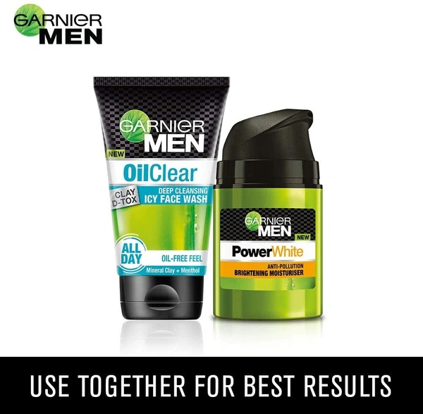 Garnier Men Oil Clear Clay D-Tox Deep Cleansing Icy Face Wash - 50 ml, 2-3 days on orders over ₹499 shipped by Selection House