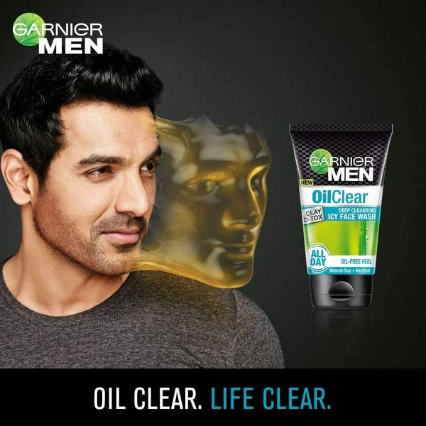 Garnier Men Oil Clear Clay D-Tox Deep Cleansing Icy Face Wash - 50 ml, 2-3 days on orders over ₹499 shipped by Selection House