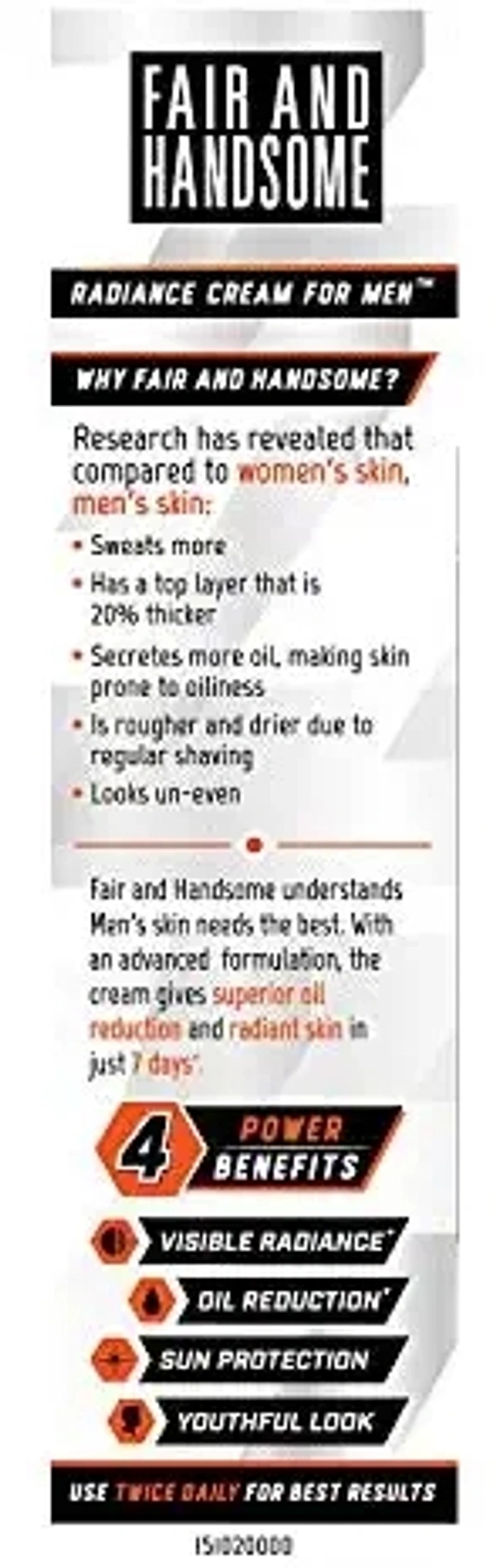 Fair and Handsome Radiance Cream For Men - 2-3 days on orders over ₹499 shipped by Selection House, 15gm