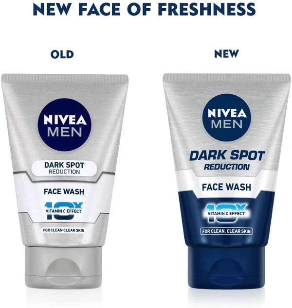 Visit the Nivea Store4.2 out of 5 stars  10,841ReviewsNIVEA Men Face Wash, Dark Spot Reduction, for Clean & Clear Skin with 10x Vitamin C Effect - 2-3 days on orders over ₹499 shipped by Selection House, 50 ml