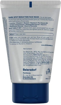 Visit the Nivea Store4.2 out of 5 stars  10,841ReviewsNIVEA Men Face Wash, Dark Spot Reduction, for Clean & Clear Skin with 10x Vitamin C Effect - 2-3 days on orders over ₹499 shipped by Selection House, 50 ml