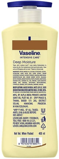 Vaseline Intensive Care Deep Moisture Nourishing Body Lotion Daily Moisturizer for Dry Skin, Gives Non-Greasy, Glowing Skin - For Men & Women - 400 ml, 2-3 days on orders over ₹499 shipped by Selection House