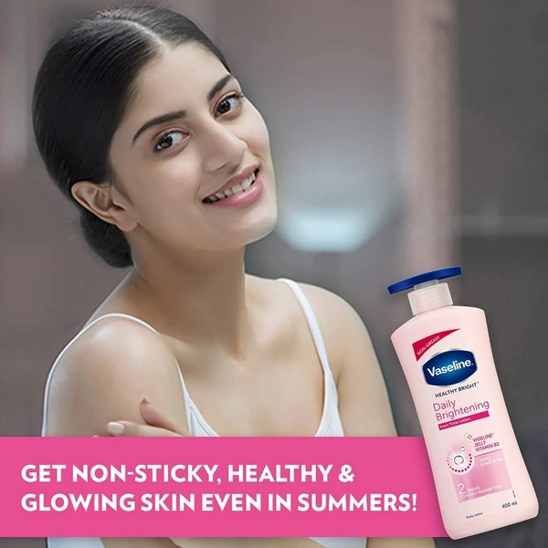 Vaseline Healthy Bright Body Lotion, Daily Brightening Moisturizer with Sunscreen for Dry Skin, Gives Non-Greasy Glowing Skin - For Men & Women - 400 ml, 2-3 days on orders over ₹499 shipped by Selection House