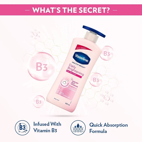 Vaseline Healthy Bright Body Lotion, Daily Brightening Moisturizer with Sunscreen for Dry Skin, Gives Non-Greasy Glowing Skin - For Men & Women - 400 ml, 2-3 days on orders over ₹499 shipped by Selection House