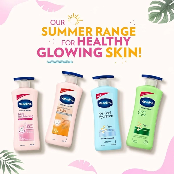 Vaseline Healthy Bright Body Lotion, Daily Brightening Moisturizer with Sunscreen for Dry Skin, Gives Non-Greasy Glowing Skin - For Men & Women - 400 ml, 2-3 days on orders over ₹499 shipped by Selection House