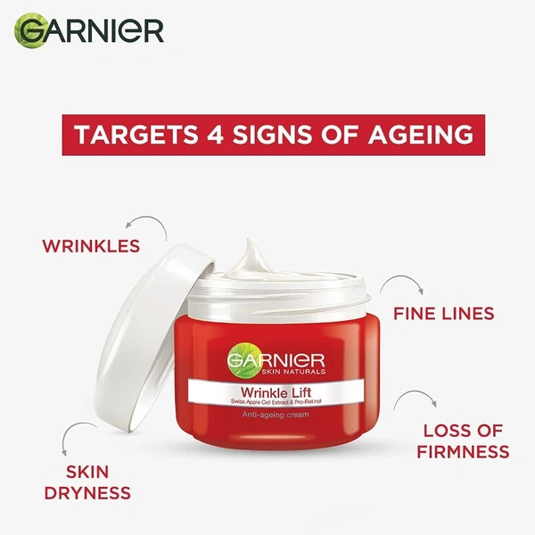 Garnier Skin Naturals Wrinkle Lift Anti Ageing Cream - 2-3 days on orders over ₹499 shipped by Selection House, 40 gm